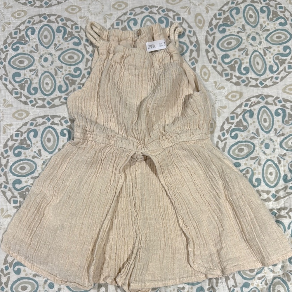 Zara girls Cream Romper with pockets